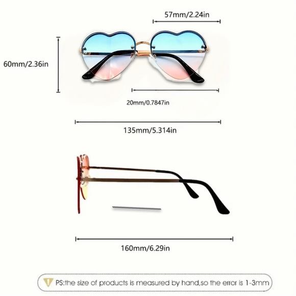Glasses, Heartfelt Style, Pink, White & Blue, NEW, Trendy - Picture 4 of 4